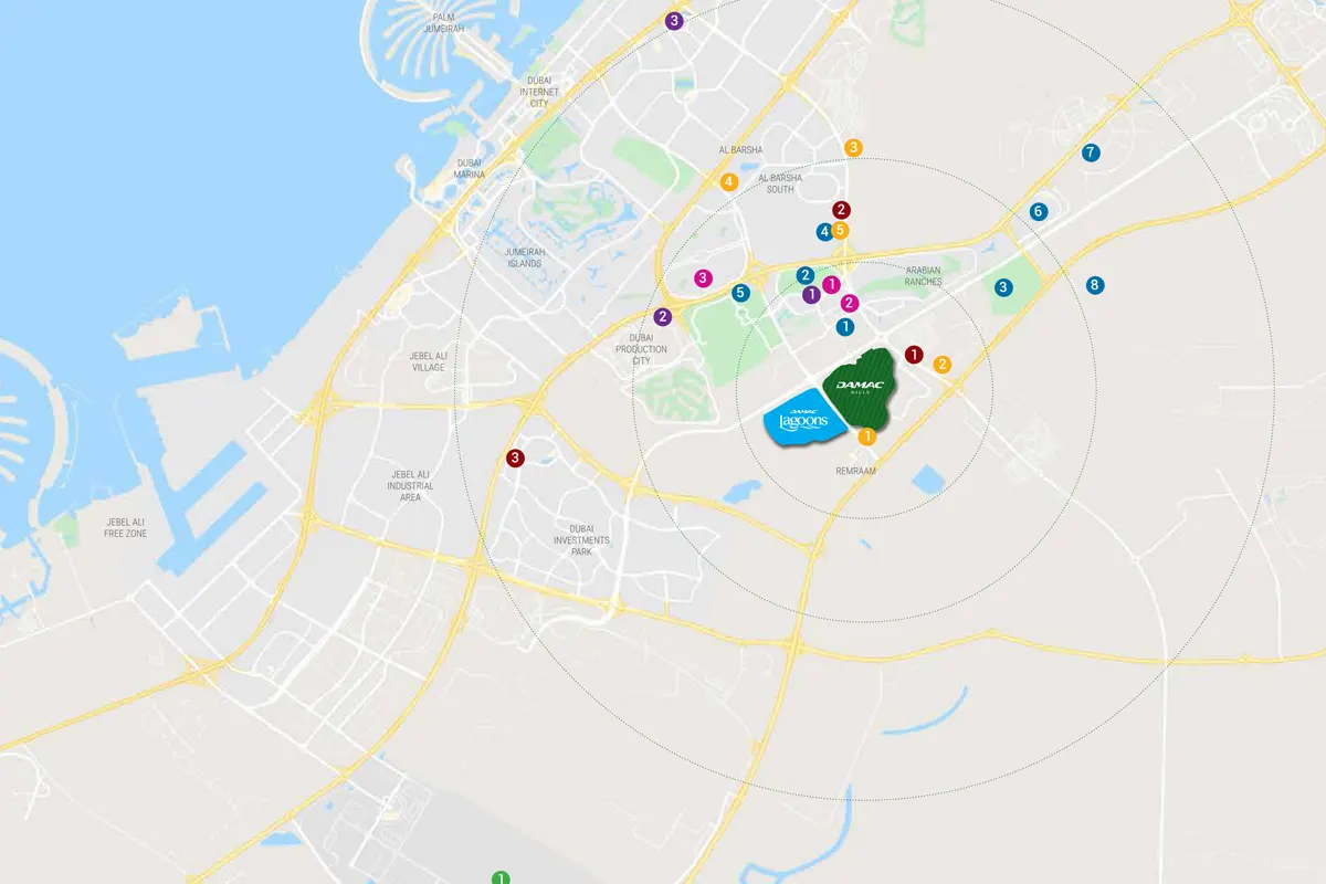 Mykonos at Damac Lagoons Location