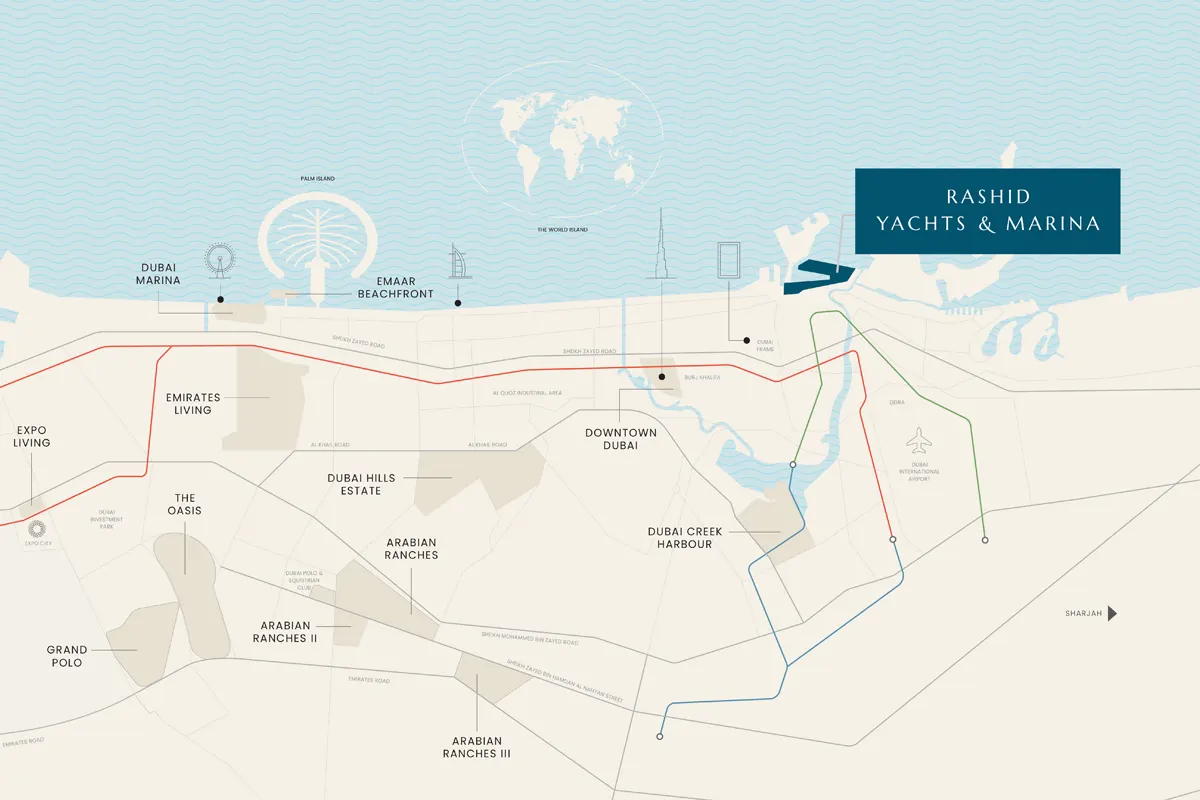 Fior at Rashid Yacht Marina Location